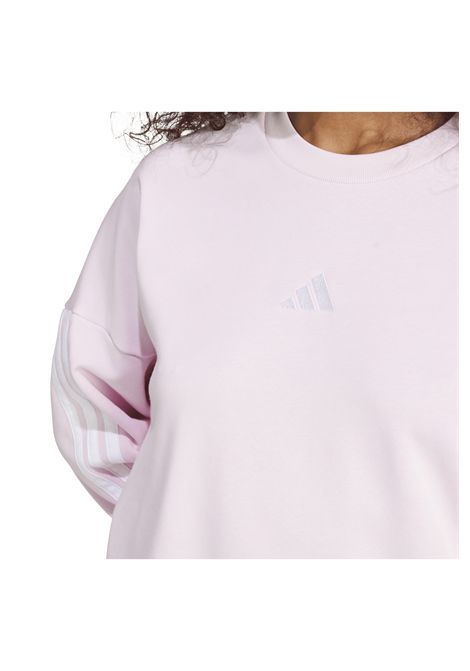 Felpa Adidas Essentials 3 Stripes French Terry Girocollo Rosa Bianco Donna ADIDAS CORE | Felpe | JD5294-
